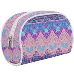 Boho Patchwork Violet Pink Green Makeup Case (large)