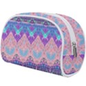 Boho Patchwork Violet Pink Green Makeup Case (Large) View2