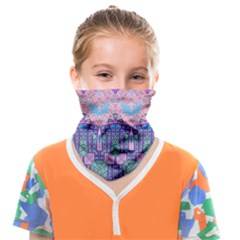 Boho Patchwork Violet Pink Green Face Covering Bandana (kids)