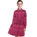 Boho Rose Pink Long Sleeve Chiffon Shirt Dress View1