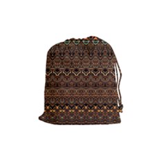 Boho Brown Gold Drawstring Pouch (medium) by SpinnyChairDesigns