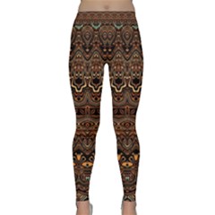 Boho Brown Gold Classic Yoga Leggings by SpinnyChairDesigns