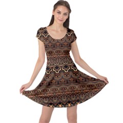 Boho Brown Gold Cap Sleeve Dress by SpinnyChairDesigns