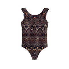 Boho Brown Gold Kids  Frill Swimsuit