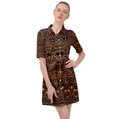 Boho Brown Gold Belted Shirt Dress