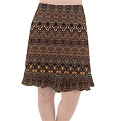 Boho Brown Gold Fishtail Chiffon Skirt