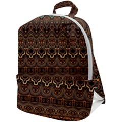 Boho Brown Gold Zip Up Backpack