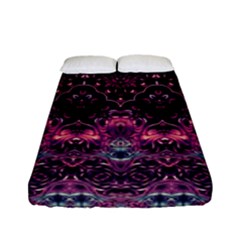 Boho Magenta Black Pattern Fitted Sheet (full/ Double Size) by SpinnyChairDesigns