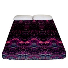 Boho Magenta Black Pattern Fitted Sheet (california King Size) by SpinnyChairDesigns