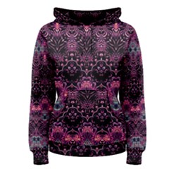 Boho Magenta Black Pattern Women s Pullover Hoodie by SpinnyChairDesigns