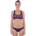 Boho Magenta Black Pattern Cross Back Hipster Bikini Set View1