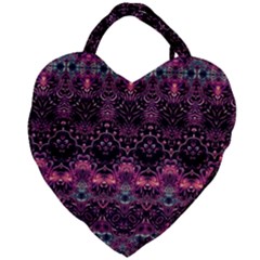 Boho Magenta Black Pattern Giant Heart Shaped Tote by SpinnyChairDesigns