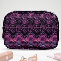 Boho Magenta Black Pattern Make Up Pouch (small) by SpinnyChairDesigns