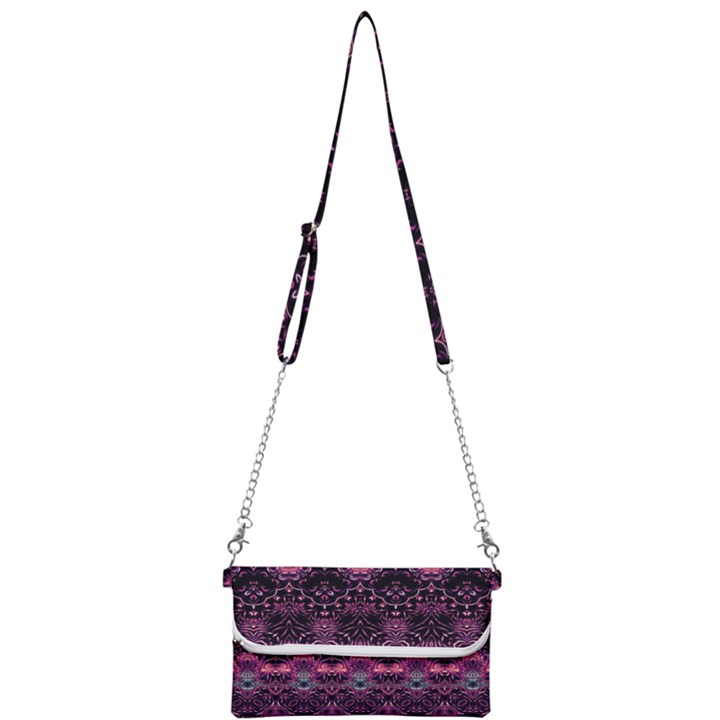 Boho Magenta Black Pattern Mini Crossbody Handbag