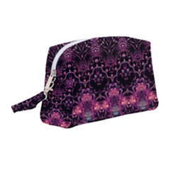 Boho Magenta Black Pattern Wristlet Pouch Bag (medium) by SpinnyChairDesigns