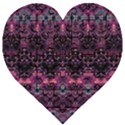 Boho Magenta Black Pattern Wooden Puzzle Heart View1