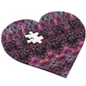 Boho Magenta Black Pattern Wooden Puzzle Heart View3