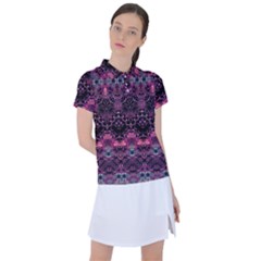 Boho Magenta Black Pattern Women s Polo Tee