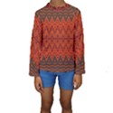 Boho Rust Orange Brown Pattern Kids  Long Sleeve Swimwear View1