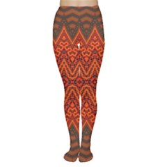 Boho Rust Orange Brown Pattern Tights by SpinnyChairDesigns