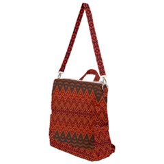 Boho Rust Orange Brown Pattern Crossbody Backpack by SpinnyChairDesigns