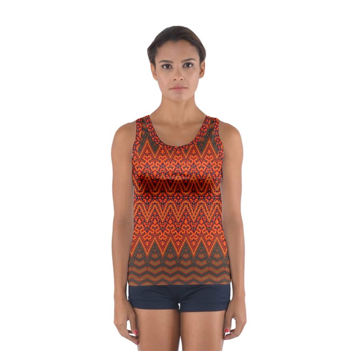 Boho Rust Orange Brown Pattern Sport Tank Top 