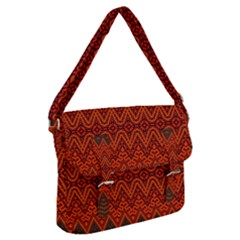 Boho Rust Orange Brown Pattern Buckle Messenger Bag by SpinnyChairDesigns