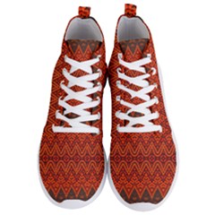 Boho Rust Orange Brown Pattern Men s Lightweight High Top Sneakers by SpinnyChairDesigns