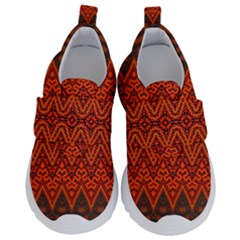 Boho Rust Orange Brown Pattern Kids  Velcro No Lace Shoes by SpinnyChairDesigns