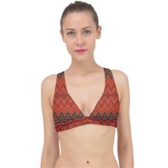 Boho Rust Orange Brown Pattern Classic Banded Bikini Top by SpinnyChairDesigns