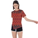 Boho Rust Orange Brown Pattern Asymmetrical Short Sleeve Sports Tee View1