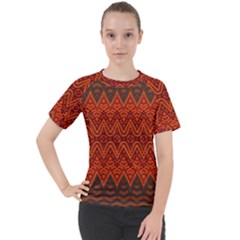 Boho Rust Orange Brown Pattern Women s Sport Raglan Tee