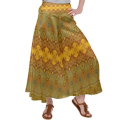 Boho Old Gold Pattern Satin Palazzo Pants by SpinnyChairDesigns