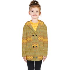 Boho Old Gold Pattern Kids  Double Breasted Button Coat by SpinnyChairDesigns