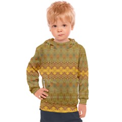 Boho Old Gold Pattern Kids  Hooded Pullover