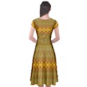 Boho Old Gold Pattern Cap Sleeve Wrap Front Dress View2