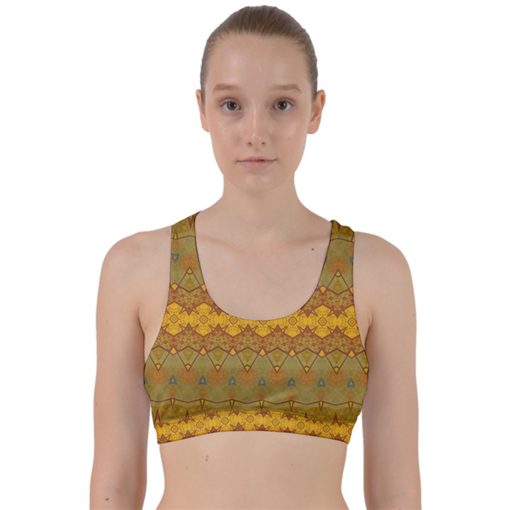 Boho Old Gold Pattern Back Weave Sports Bra