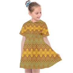 Boho Old Gold Pattern Kids  Sailor Dress by SpinnyChairDesigns