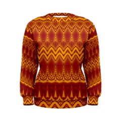 Boho Red Gold Pattern Women s Sweatshirt by SpinnyChairDesigns