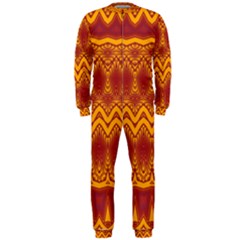 Boho Red Gold Pattern Onepiece Jumpsuit (men)  by SpinnyChairDesigns