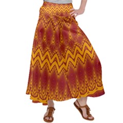 Boho Red Gold Pattern Satin Palazzo Pants by SpinnyChairDesigns