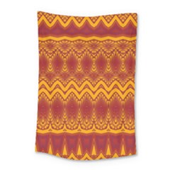 Boho Red Gold Pattern Small Tapestry by SpinnyChairDesigns