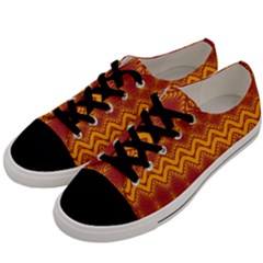 Boho Red Gold Pattern Men s Low Top Canvas Sneakers by SpinnyChairDesigns