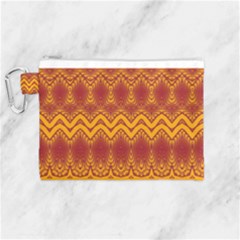 Boho Red Gold Pattern Canvas Cosmetic Bag (medium) by SpinnyChairDesigns