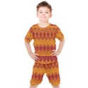 Boho Red Gold Pattern Kids  Tee and Shorts Set View1