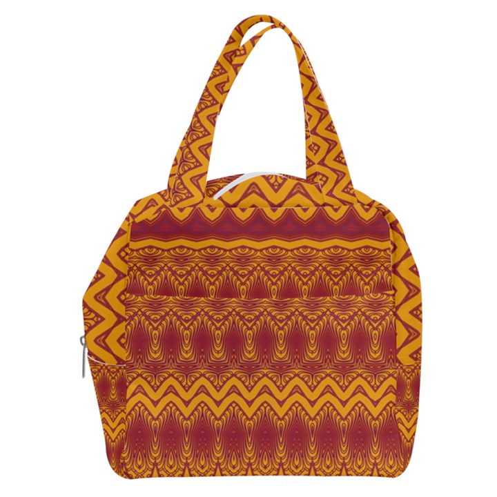 Boho Red Gold Pattern Boxy Hand Bag