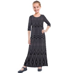 Boho Black Diamonds Kids  Quarter Sleeve Maxi Dress by SpinnyChairDesigns