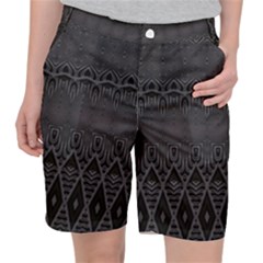 Boho Black Diamonds Pocket Shorts by SpinnyChairDesigns