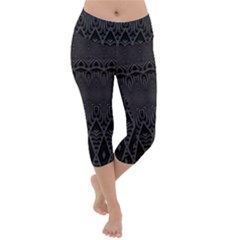 Boho Black Diamonds Lightweight Velour Capri Yoga Leggings by SpinnyChairDesigns