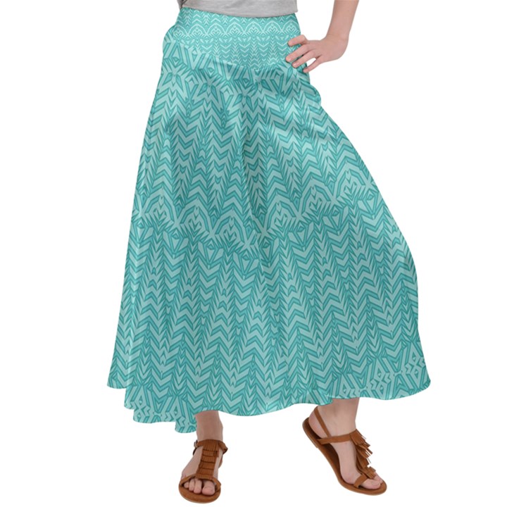 Boho Teal Pattern Satin Palazzo Pants